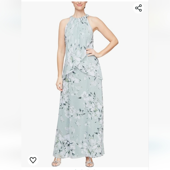 SL Fashions Womens Long Maxi Chiffon Gown with Jewel Halter Neck - Picture 11 of 16